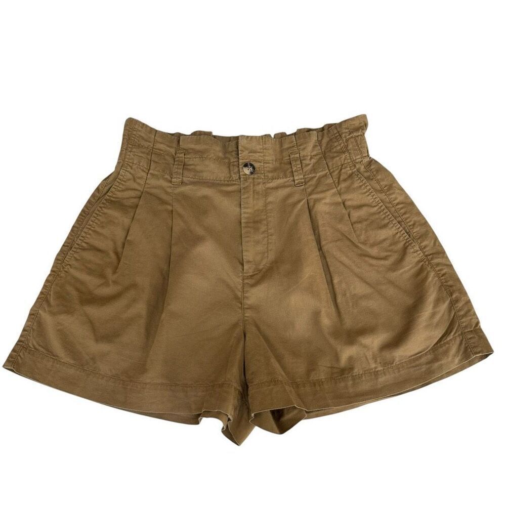 Madewell Women’s High Rise Paperbag Linen Blend Shorts Khaki Brown Size 4